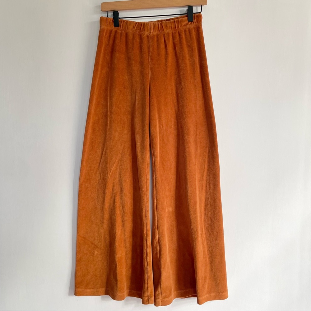 Suzie Kondi Zephyra Flare Pant Velour Brown Orange Rust Casual Woman’s XS - Picture 2 of 8